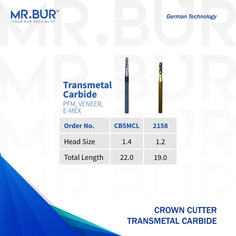 Transmetal Carbide Bur FG Crown Cutter