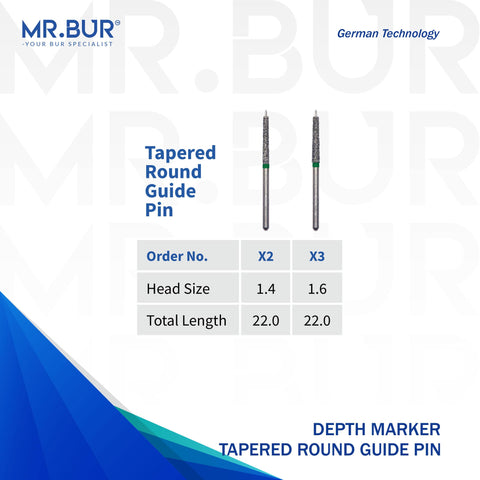 Guide Pin Coarse Diamond Bur FG