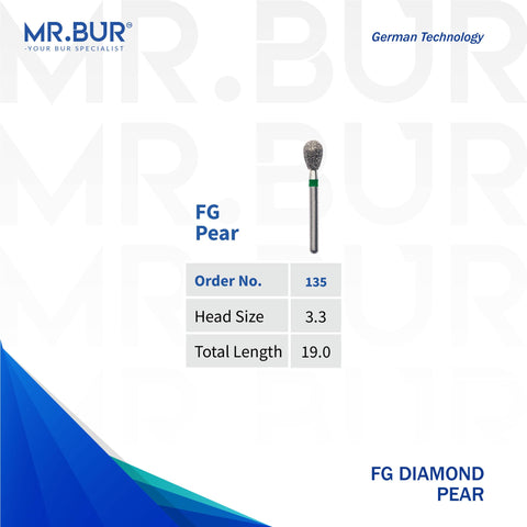 페어 다이아몬드 버 (Pear Coarse Diamond Bur FG용)