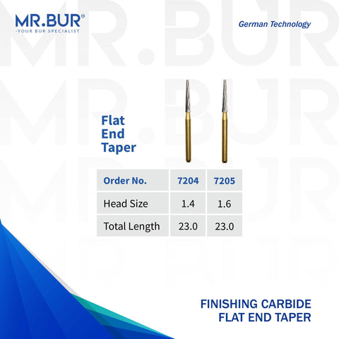 Flat End Taper Finishing Carbide Dental Bur FG