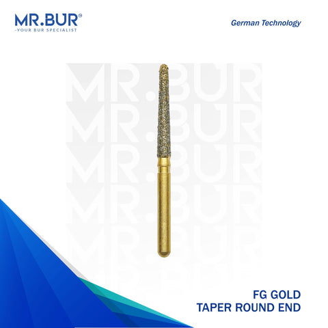 The #1 Best Gold Taper Round End Diamond Bur FG. Mr Bur offers the best online dental burs and is a Better Choice than Meisinger, Mani, Shofu, Eagle Dental, Trihawk, Suitable for Dental Cases.