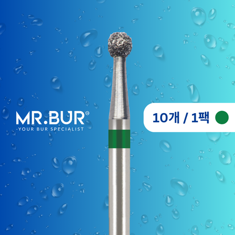 Mr. Bur 801 라운드 다이아몬드 버 (Round Diamond Bur) 는 와동 형성(cavity prep), 치아 오픈(endodontic access), 충치 세정(caries cleaning), 선택 연삭(selective grinding)에 사용됩니다.