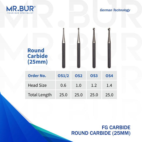 Round Ball Carbide Bur FG 25mm