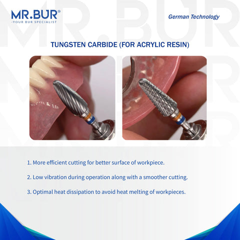Fine Cross Cut Tungsten Carbide Bur For Acrylic Resin
