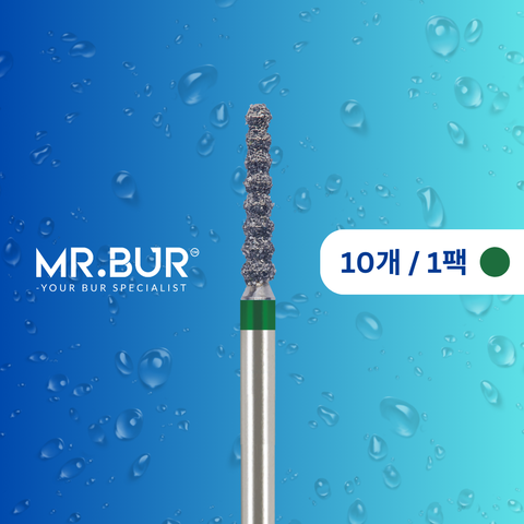 Bulk Reduction Twister Coarse Diamond Bur FG by Mr. Bur는 crown 및 bridge 작업, crown cutting, separation에 이상적인 버입니다.