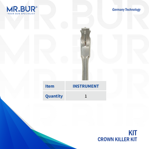 This is the crown removal instrument that is included in the Crown Killer Kit dental burs that are sold by Mr Bur worldwide.