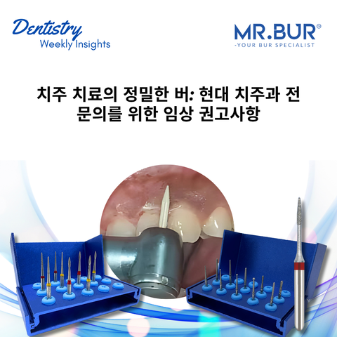 Mr. Bur Periodontal Series featuring specialized burs for gingivectomy, root planing, flap surgery, and polishing to enhance periodontal treatment precision and healing.