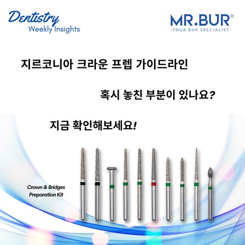 This picture shows the Mr Bur Crown & Bridge Preparation Kit FG that is useful for the zirconia crowns preparations.