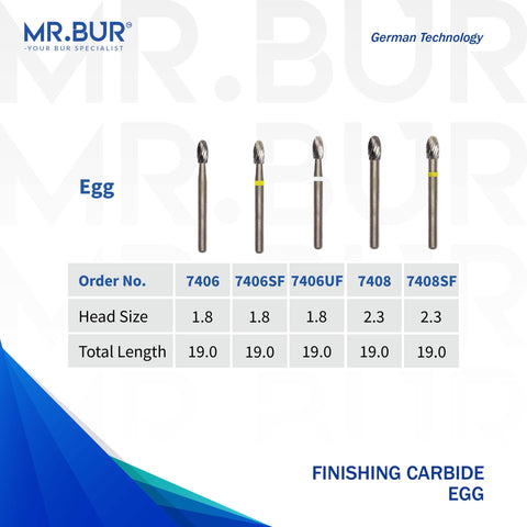 Egg Finishing Carbide Dental Bur FG
