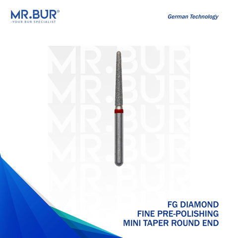 Fine Grit Pre-Polishing Mini Taper Round End Diamond Bur FG