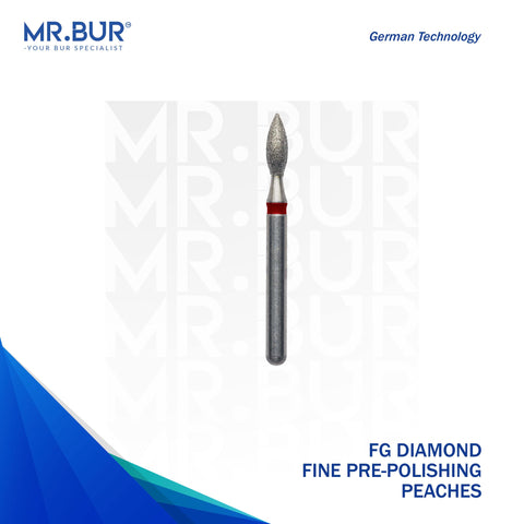 This is the Fine Grit Pre-Polishing Peach FG Diamond Bur sold by Mr Bur the best international dental diamond bur supplier