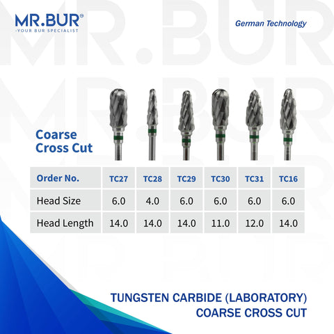 Tungsten Carbide Coarse Cross Cut Laboratory Bur
