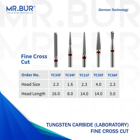 Tungsten Carbide Fine Cross Cut Laboratory Bur