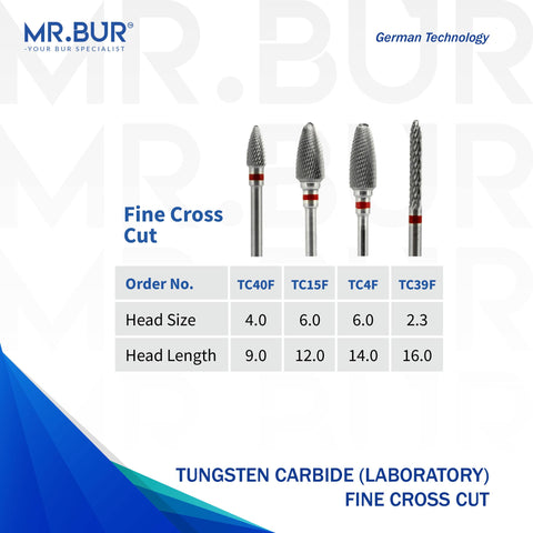 Tungsten Carbide Fine Cross Cut Laboratory Bur
