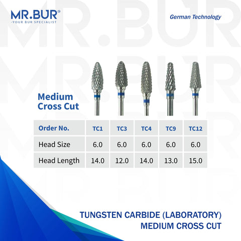 Tungsten Carbide Medium Cross Cut Laboratory Bur